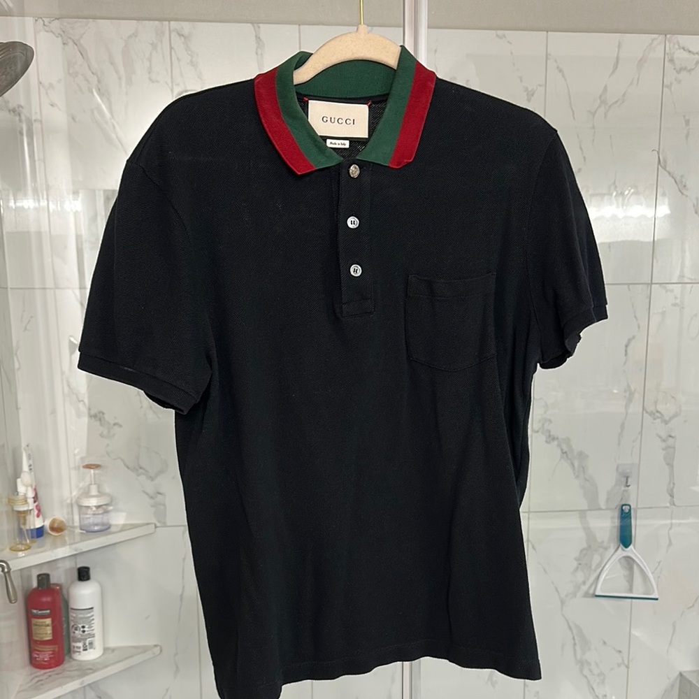 Gucci Black and Red Polo Shirt Sporty Elegance